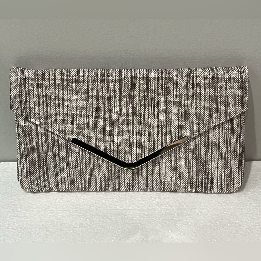 Bijoux Terner Black and Gray Striped Clutch